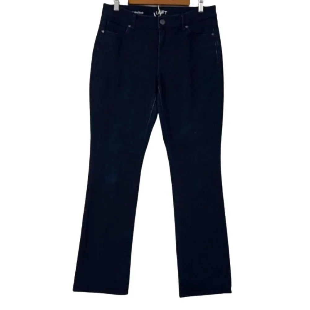 Loft Curvy Sexy Bootcut Denim Jeans Womens 10 Stretchy Casual Dark Wash Mid Rise - Picture 1 of 9